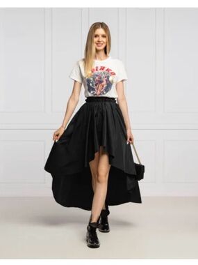 Pinko Red High-Low Full Skirt